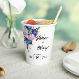 Blauwe minnaar papieren bekers