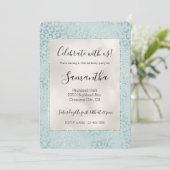 Blauwe Mint Luipaardprint Glitter Kaart (Staand voorkant)