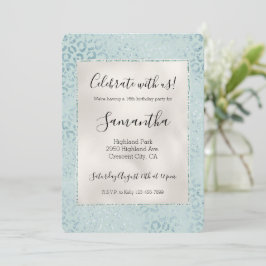 Blauwe Mint Luipaardprint Glitter Kaart