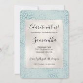 Blauwe Mint Luipaardprint Glitter Kaart (Voorkant)