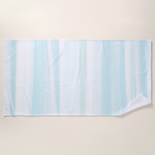 Blauwe Mint Witte Beachy Waterverf Strandlaken (Voorkant)
