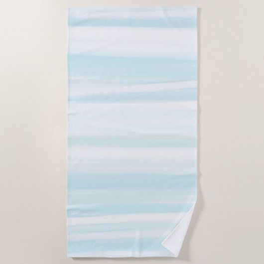 Blauwe Mint Witte Beachy Waterverf Strandlaken (Voorkant)