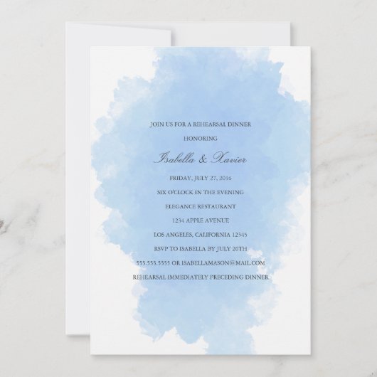 Blauwe mist | Repetitie diner Kaart (Voorkant)