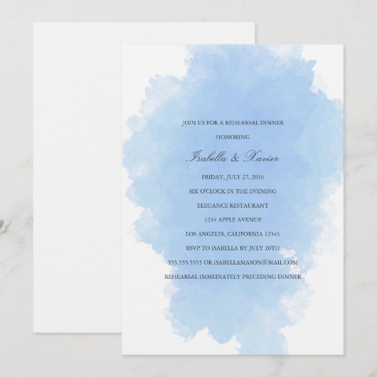 Blauwe mist | Repetitie diner Kaart (Voorkant / Achterkant)