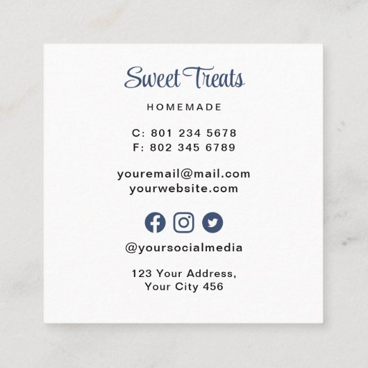 Blauwe mixer vierkante visitekaartje (Achterkant)