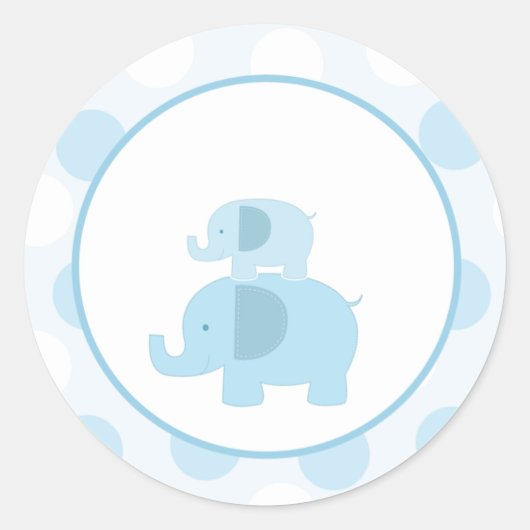 Blauwe Mod Olifant Envelop Afdichtingen / Toppers  Ronde Sticker (Voorkant)