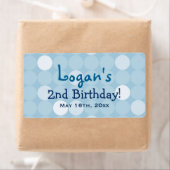 Blauwe MOD Polka Dot Verjaardag Waterfles Labels (Insitu)