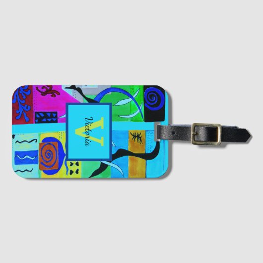 Blauwe Mode Abstracte inspuiting van Matisse Bagagelabel (Voorkant (horizontaal))