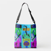 Blauwe Mode Abstracte inspuiting van Matisse Crossbody Tas (Achterkant)