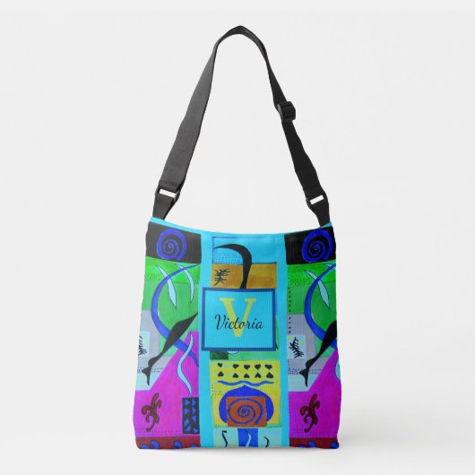Blauwe Mode Abstracte inspuiting van Matisse Crossbody Tas (Voorkant)