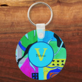 Blauwe Mode Abstracte inspuiting van Matisse Sleutelhanger (Voorkant)