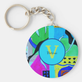 Blauwe Mode Abstracte inspuiting van Matisse Sleutelhanger