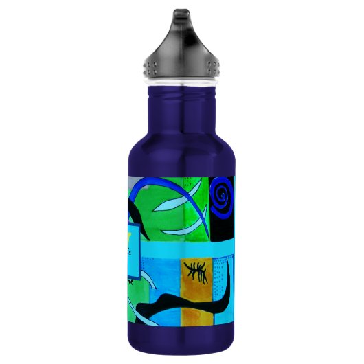 Blauwe Mode Abstracte inspuiting van Matisse Waterfles (Rechts)