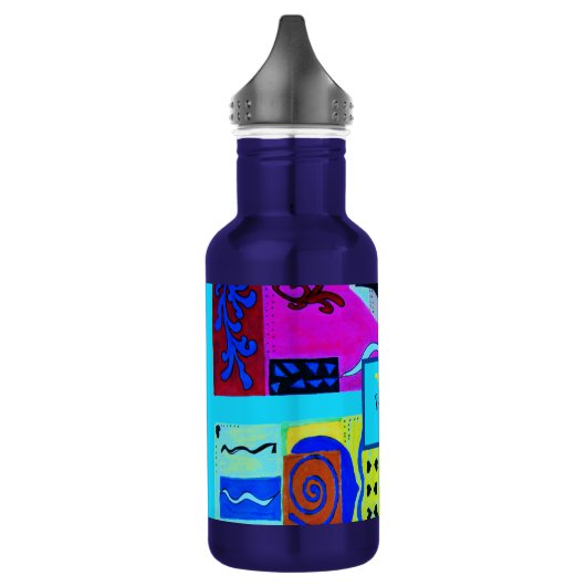 Blauwe Mode Abstracte inspuiting van Matisse Waterfles (Links)