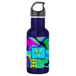 Blauwe Mode Abstracte inspuiting van Matisse Waterfles