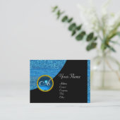 BLAUWE MODE BEADT MONOGRAM, zwarte saffier Visitekaartje (Staand voorkant)