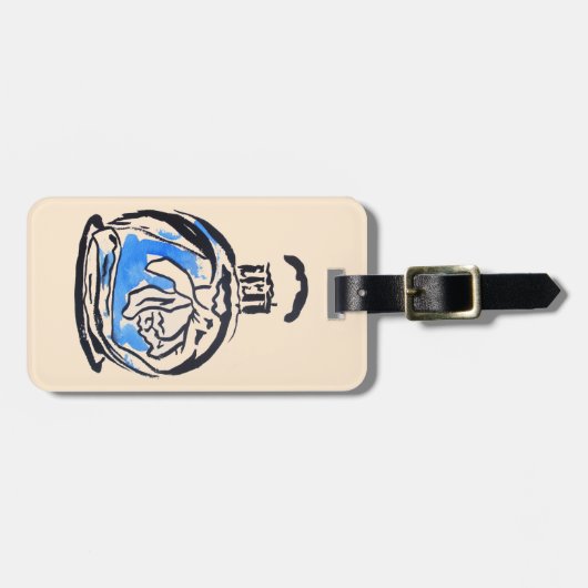 Blauwe mode illustratie parfumefles bagagelabel (Voorkant horizontaal)