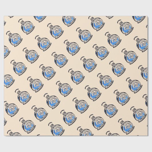 Blauwe mode illustratie parfumefles cadeaupapier (Vlak)