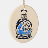 Blauwe mode illustratie parfumefles keramisch ornament (Rechts)