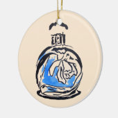 Blauwe mode illustratie parfumefles keramisch ornament (Links)