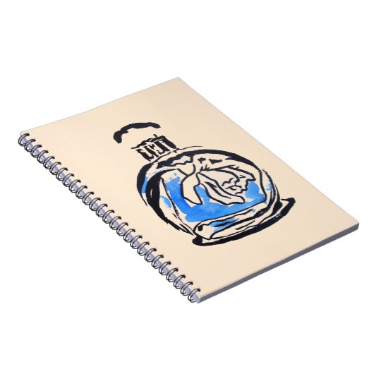 Blauwe mode illustratie parfumefles notitieboek (Rechterzijde)