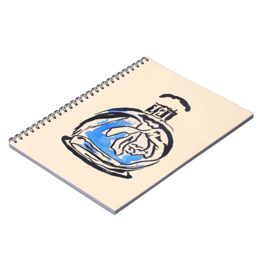 Blauwe mode illustratie parfumefles notitieboek (Linkerzijde)