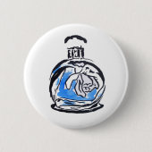 Blauwe mode illustratie parfumefles ronde button 5,7 cm (Voorkant)