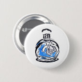 Blauwe mode illustratie parfumefles ronde button 5,7 cm (Voorkant /achterkant)