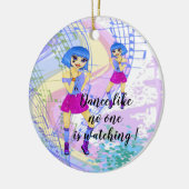 Blauwe mode manga illustratie dansen keramisch ornament (Links)