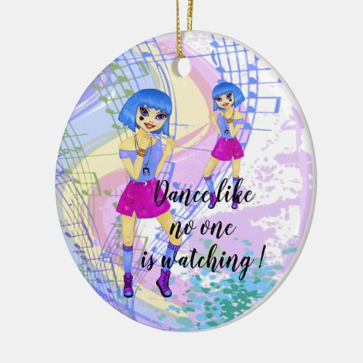 Blauwe mode manga illustratie dansen keramisch ornament (Links)