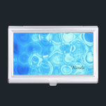 Blauwe  Mode van de Retro Glamour Cirkel Kunst Visitekaarthouder<br><div class="desc">Blue  Retro Glamor Mode Circle Art Business Card Holder. Pas aan met om het even welke tekst of verlaat het leeg.</div>