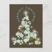 Blauwe modecirkels die Abstracte kerstboom blazen Feestdagenkaart (Voorkant)