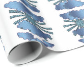 Blauwe moderne Abstracte Waterverf Stijlvolle rend Cadeaupapier (Rol Hoek)