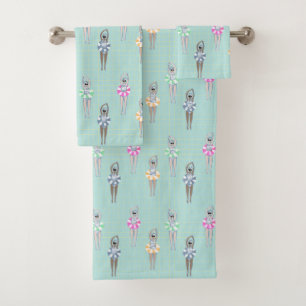 Blauwe moderne artistieke zwemmers bad handdoek