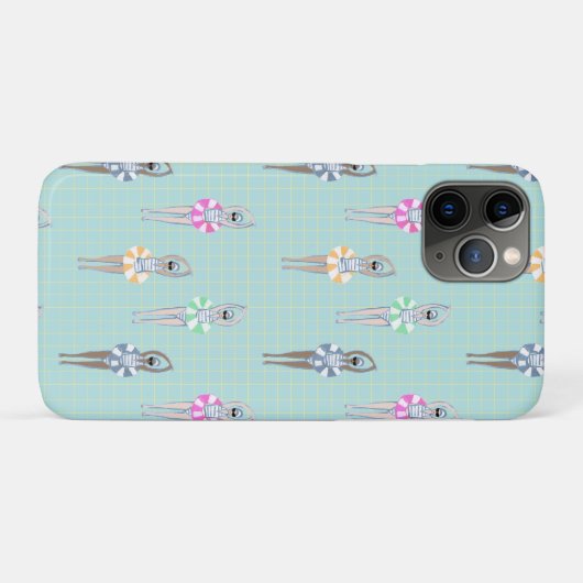 Blauwe moderne artistieke zwemmers Case-Mate iPhone case (Achterkant (horizontaal))