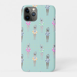 Blauwe moderne artistieke zwemmers Case-Mate iPhone case