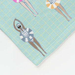 Blauwe moderne artistieke zwemmers fleece deken