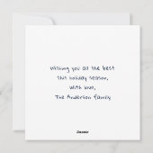 Blauwe Moderne Bomen Christus Vrolijke Kerstnaam Feestdagenkaart (Achterkant)