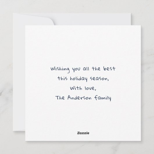 Blauwe Moderne Bomen Christus Vrolijke Kerstnaam Feestdagenkaart (Achterkant)