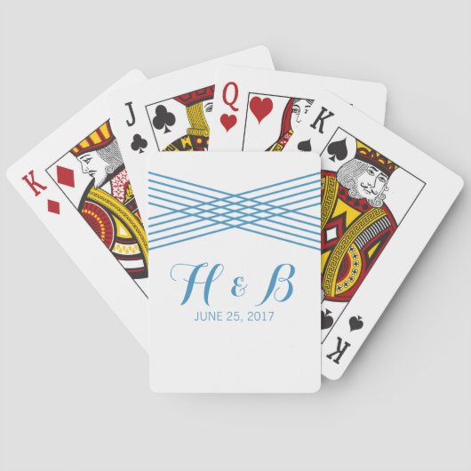 Blauwe moderne deco-speelkaarten pokerkaarten (Achterkant)