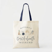 Blauwe, moderne drinken, vrijgezellenweekend tote bag (Voorkant)