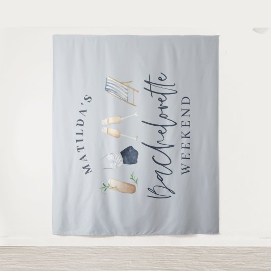 Blauwe, moderne drinken, vrijgezellenweekend wandkleed (Voorkant)