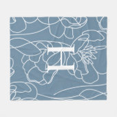 Blauwe Moderne Elegante Wilde Bloem Monogram Naam Fleece Deken (Voorkant (Horizontaal))