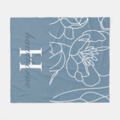 Blauwe Moderne Elegante Wilde Bloem Naam Fleece Deken (Voorkant (Horizontaal))
