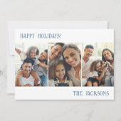 Blauwe moderne fotocollage kerstkaart met sneeuw (Voorkant)