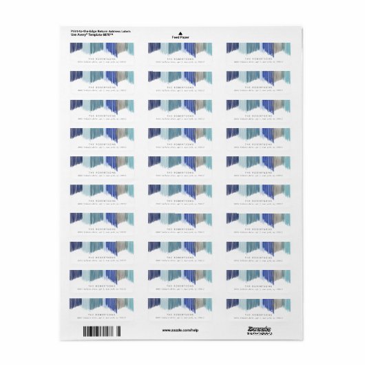 Blauwe Moderne Fringe Return Address Labels (Full Sheet)