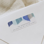 Blauwe Moderne Fringe Return Address Labels