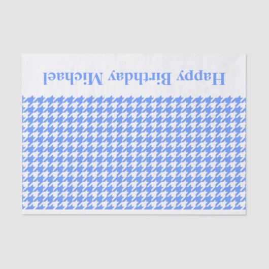 Blauwe Moderne Houndstooth w / aangepaste bericht Tissuepapier (Voorkant)