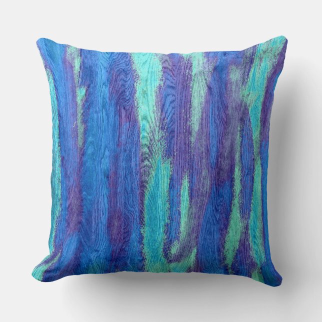 Blauwe moderne houten korrel Achtergrond Kussen (Voorkant)