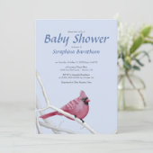 Blauwe Moderne Kerst Kardinaalvogel Baby Shower Kaart (Staand voorkant)
